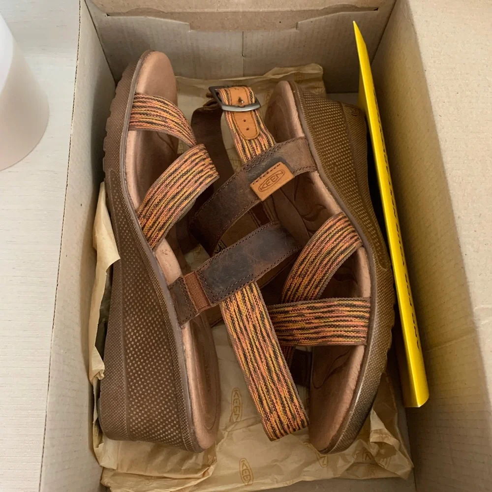 New KEEN Skyline Brown/Thrush Leather Wedge Sandals Woman’s 8.5 - Picture 10 of 13